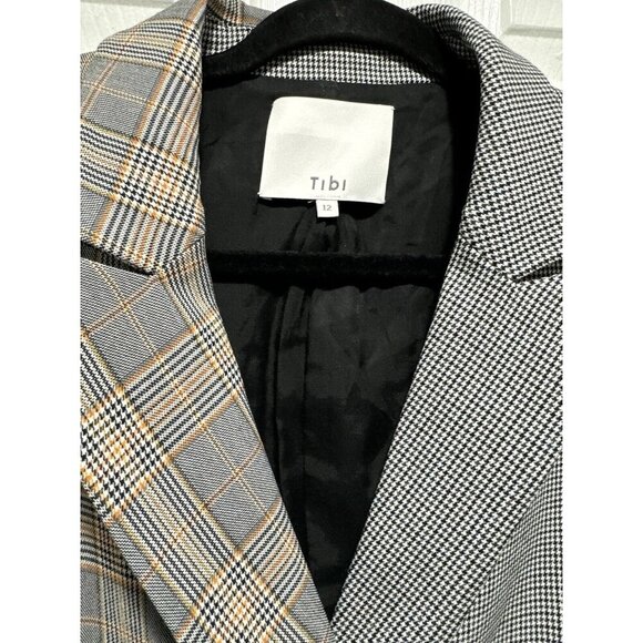 Tibi Two Tone Check Plaid Steward Double Breasted Blazer Women's 12 Chic NO BELT - Picture 5 of 13
